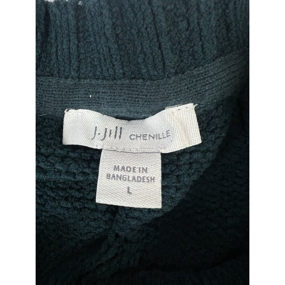 J.JILL $79 Solid Green Chenille Soft Cable Knit Pullover Sweater Top Size Large - Picture 8 of 11